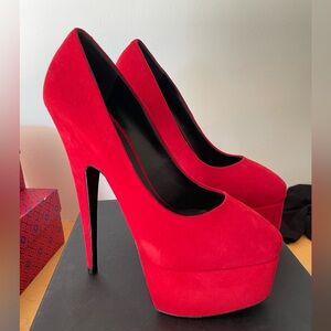 Giuseppe Zanotti Red Suede Platform Pumps
